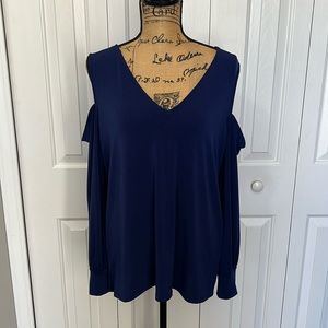 Express Navy Cold Shoulder Top